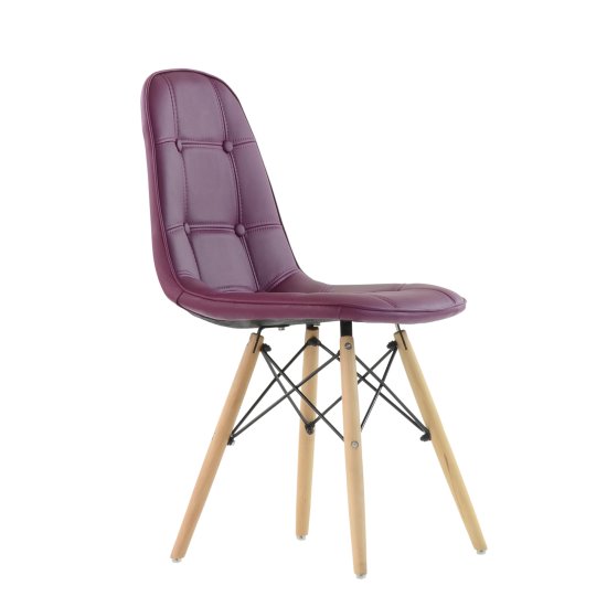 Стул дизайнерский деревянный с мягким сидением сиреневый eames (арт 5267) Фото 1