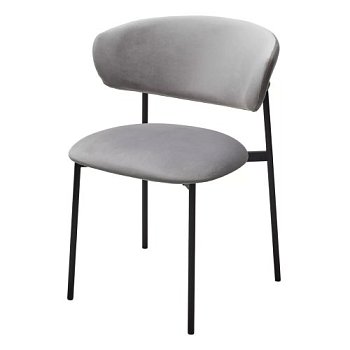 Стул на каркасе из металла с мягким сидением серый из велюра (арт 33626) - Фото 2