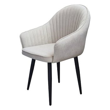 Стул-кресло на металлокаркасе с подлокотниками бежевый (арт 31762) - Фото 2