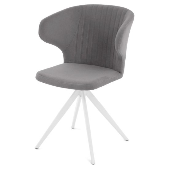 Стул на металлокаркасе мягкий серый из велюра (арт 35586) Фото 1