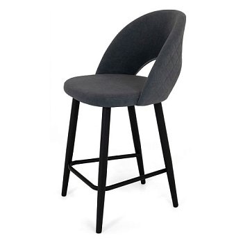 Стул полубарный на каркасе из металла мягкий серый велюровый (арт 21910) - Фото 2