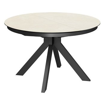 Кухонный стол раскладной круглый из керамогранита бежевый (арт 32691) - Фото 2