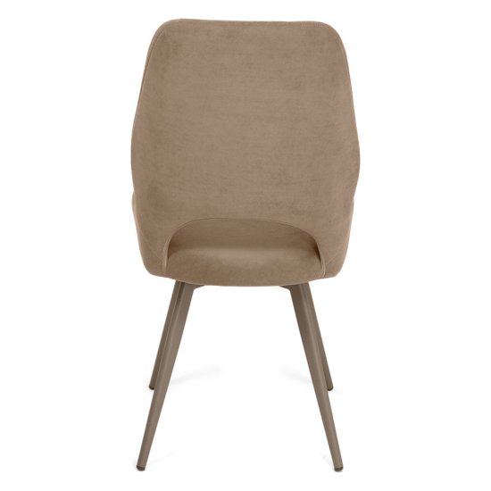 Стул на металлокаркасе мягкий бежевый из велюра (арт 35459) Фото 5