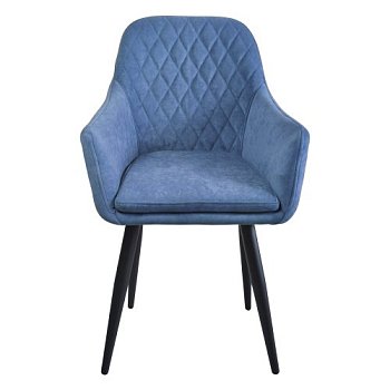 Стул-кресло на металлокаркасе с подлокотниками синий велюровый (арт 29485) - Фото 2