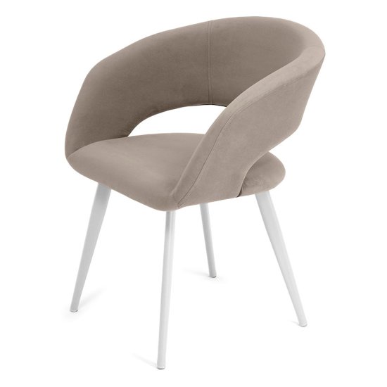 Стул мягкий слоновая кость из велюра (арт 33608) Фото 4