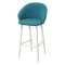 Барный стул с белыми ножками голубой велюровый (арт 25409)