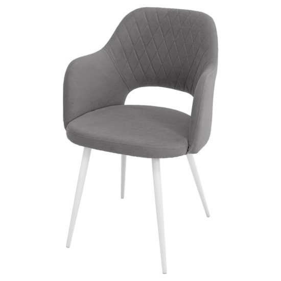 Стул с белыми ножками серый велюровый (арт 27692) Фото 1