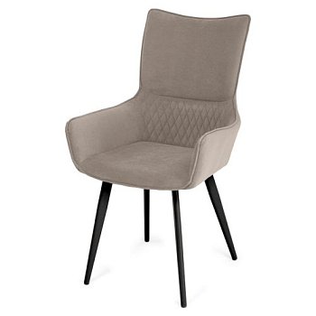 Стул дизайнерский мягкий с подлокотниками кремовый (арт 35580) - Фото 2