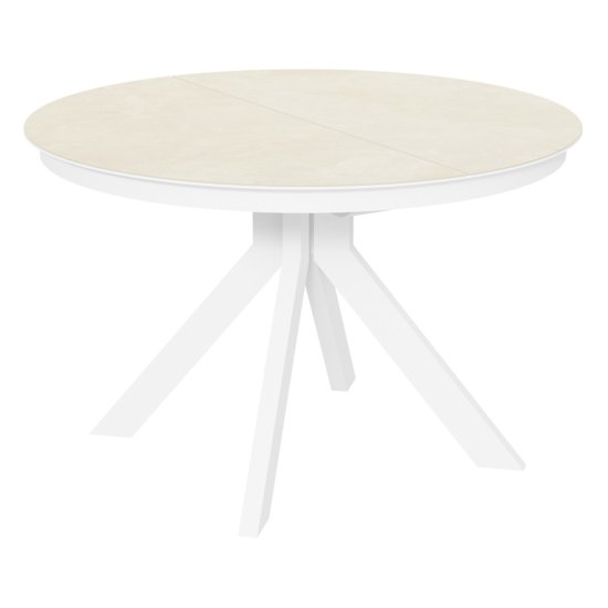 Стол раскладной круглый керамический кремовый (арт 32703) Фото 1