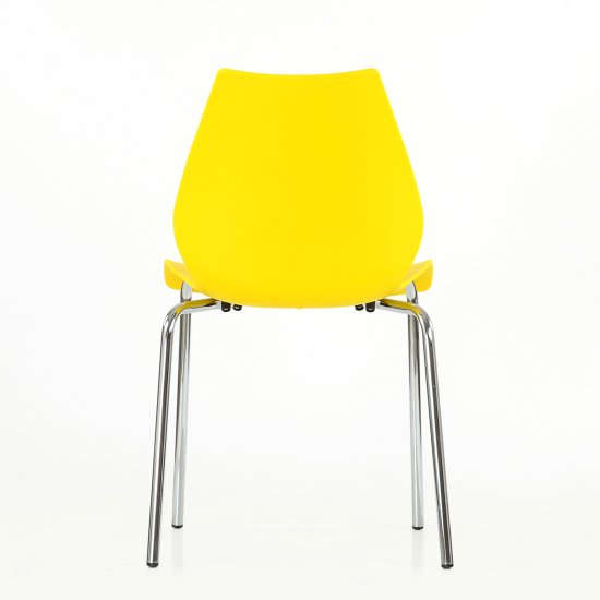 Стул на металлическом каркасе желтый пластиковый (арт 6630) Фото 3