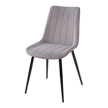 Стул кухонный на металлокаркасе ножки черные мягкий серый из велюра (арт 7765) - Фото 2