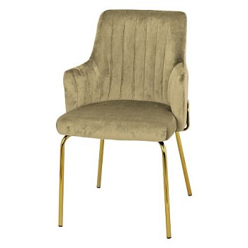 Стул-кресло дизайнерский с подлокотниками бежевый из велюра (арт 23849) - Фото 2