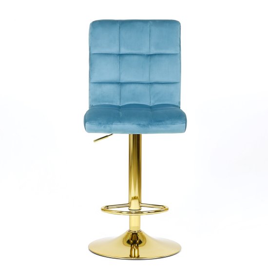 Барный стул металлический мягкий голубой велюровый (арт 32927) Фото 4