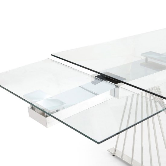 Кухонный стол раздвижной стеклянный прозрачный 180 см (арт 31470) Фото 5