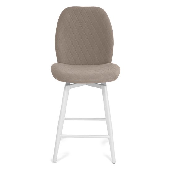 Барный стул мягкий слоновая кость из велюра (арт 33549) Фото 5