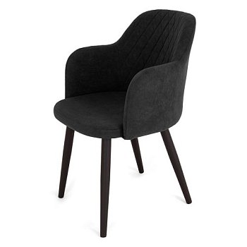 Стул-кресло с мягкой обивкой с подлокотниками коричневый (арт 27403) - Фото 2