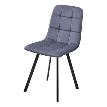 Стул на металлическом каркасе мягкий серый из велюра (арт 33899) - Фото 2