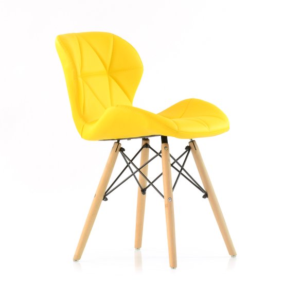 Стул кухонный дизайнерский с мягким сидением желтый eames style (арт 6637) Фото 3