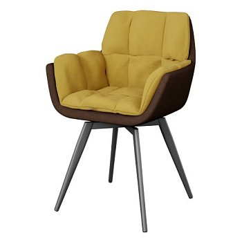 Стул на металлокаркасе мягкий желтый современный (арт 33541) - Фото 2