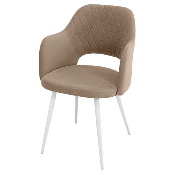 Стул с мягким сидением с подлокотниками бежевый велюровый (арт 27696) - Фото 2