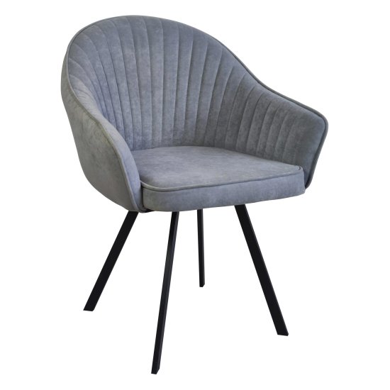 Стул-кресло мягкий с подлокотниками серый современный (арт 28812) Фото 2