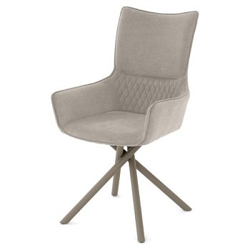 Стул интерьерный с металлическими ножками бежевый из велюра (арт 35561) - Фото 2