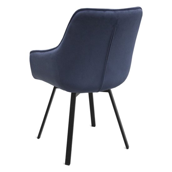 Стул-кресло мягкий с подлокотниками синий бархатный (арт 11143) Фото 2