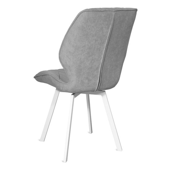 Стул ножки белые мягкий серый из бархата (арт 25495) Фото 2