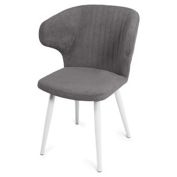 Стул на каркасе из металла с мягким сидением серый из велюра (арт 25833) - Фото 2