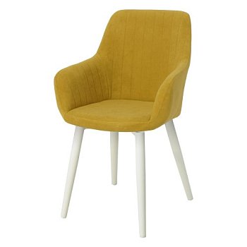 Стул-кресло с подлокотниками желтый с обивкой из велюра (арт 22147) - Фото 2