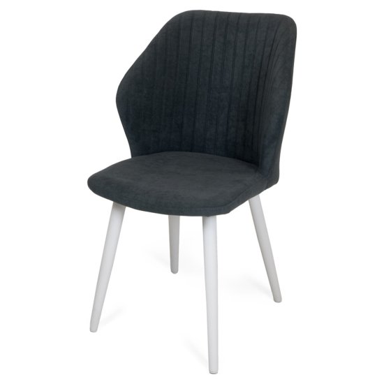 Стул на металлокаркасе мягкий серый из велюра (арт 25957) Фото 1