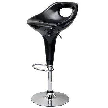 Барный стул с ножками хром черный пластиковый регулируемый (арт 6528) - Фото 2