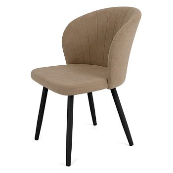 Стул ножки черные с мягким сидением бежевый из велюра (арт 22358) - Фото 2