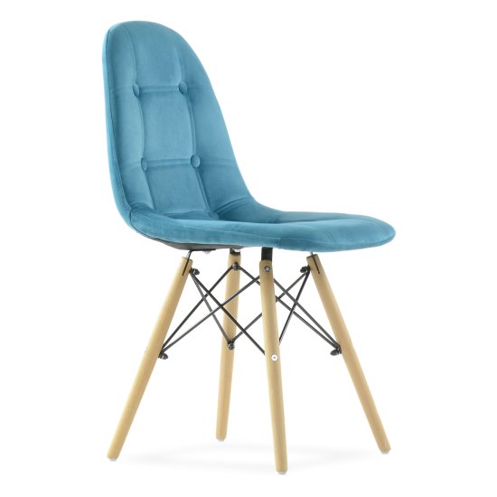 Стул деревянный мягкий голубой eames (арт 12201) Фото 1
