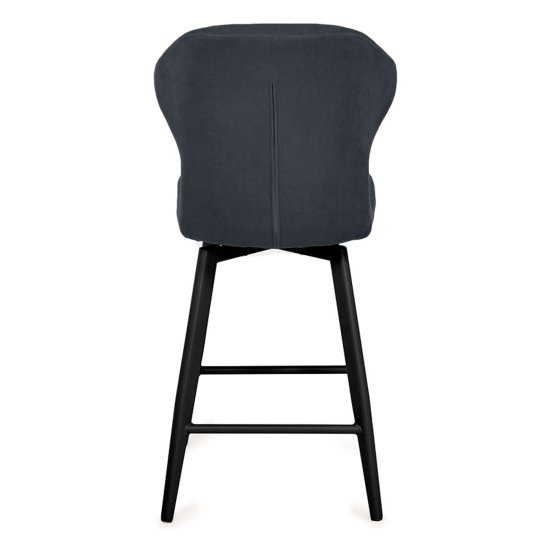 Барный высокий стул серый из велюра (арт 34158) Фото 5