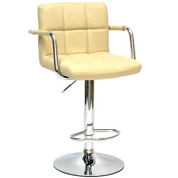 Стул барный мягкий с подлокотниками бежевый крутящийся (арт 5861) - Фото 2