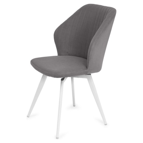 Стул на металлокаркасе серый из велюра (арт 25780) Фото 2