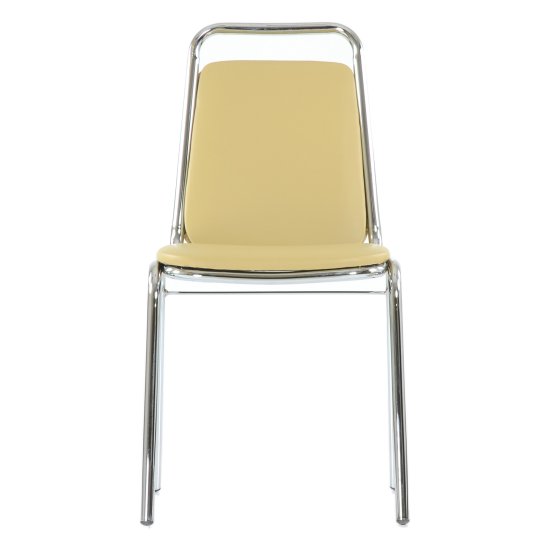 Стул хромированный мягкий бежевый из экокожи (арт 29135) Фото 2
