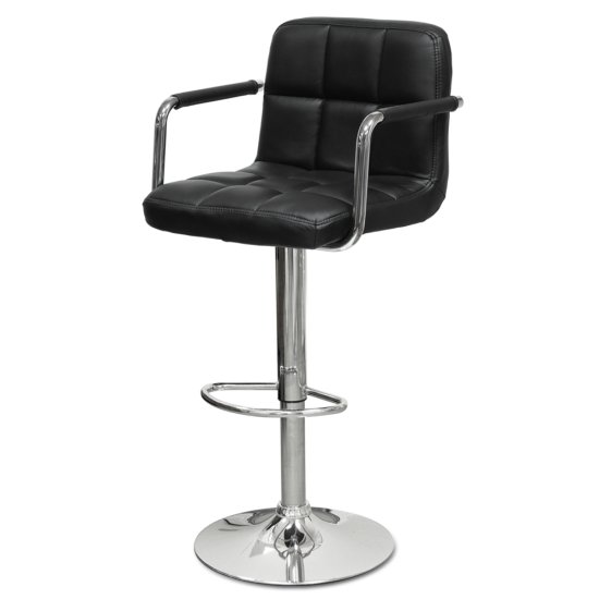 Стул барный мягкий с подлокотниками черный современный (арт 5890) Фото 1