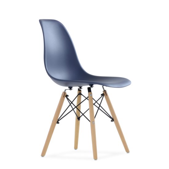 Стул дизайнерский деревянный синий пластиковый eames (арт 6425) Фото 1