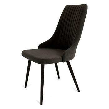 Стул с черными ножками мягкий коричневый с обивкой из велюра (арт 22794) - Фото 2