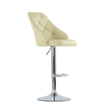 Барный стул хромированный с мягкой обивкой бежевый регулируемый (арт 6550) - Фото 2