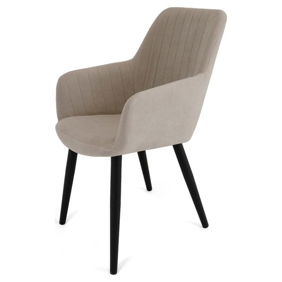 Стул-кресло мягкий слоновая кость из велюра (арт 22165) Фото 1