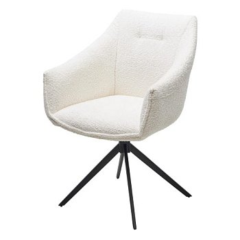 Стул-кресло с черными ножками мягкий с подлокотниками белый (арт 32382) - Фото 2
