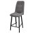 Стул барный на металлокаркасе мягкий серый с обивкой из велюра (арт 20853)