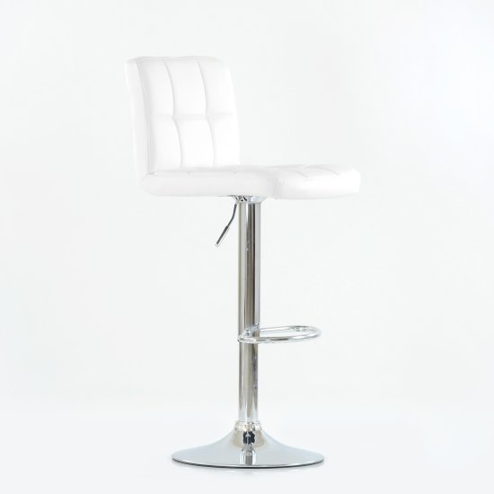 Барный стул на металлокаркасе мягкий белый регулируемый (арт 5531) Фото 3
