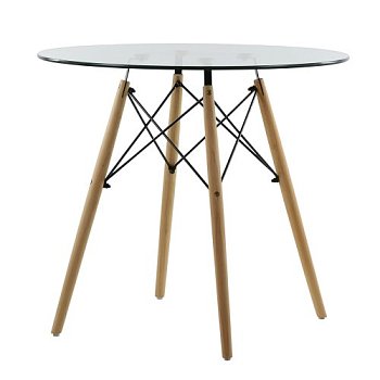 Кухонный стол дизайнерский круглый стеклянный D-80 см в стиле eames (арт 3063) - Фото 2