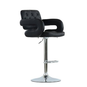 Барный высокий стул мягкий с подлокотниками с обивкой из экокожи (арт 5610) - Фото 2