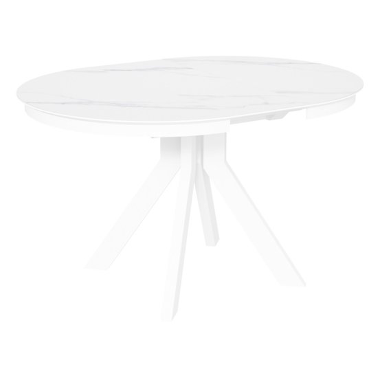 Стол обеденный раскладной круглый керамический белый (арт 33498) Фото 3