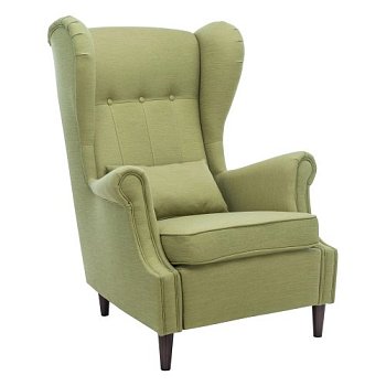 Полукресло деревянное мягкое зеленое классика (арт 29448) - Фото 2